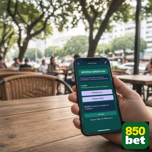 Apostador usando o aplicativo 850bet em ambiente externo.