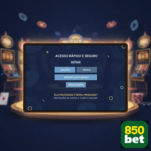 Tela de login da 850bet com acesso rápido e seguro.