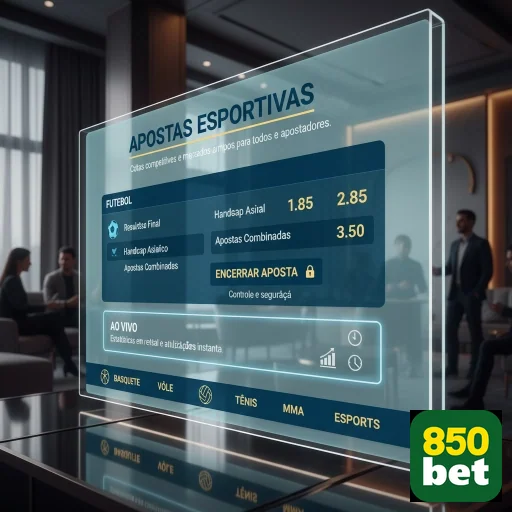 Tela do app móvel da 850bet destacando apostas esportivas.
