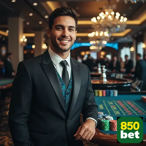 Jogador VIP em trajes elegantes na plataforma 850bet.