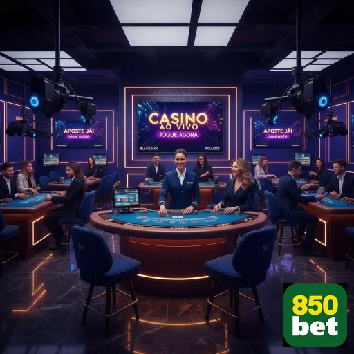 Mesa de cassino ao vivo no 850bet com jogadores e crupiê.
