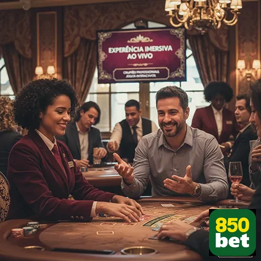 Jogadores interagem em mesa de cassino ao vivo da 850bet.