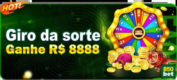Imagem do sorteio Giro da Sorte da 850bet com prêmios.