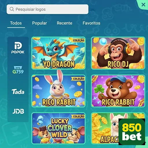 Interface de jogos VIP ao vivo na 850bet com animações coloridas.