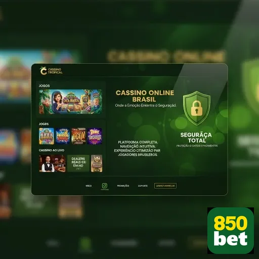 Interface da 850bet mostrando jogos de cassino online.