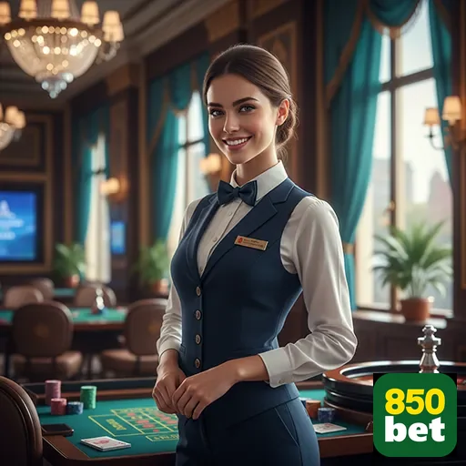 Profissional do cassino na 850bet em ambiente elegante.