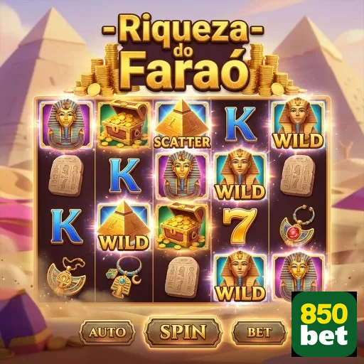 Tela do jogo 'Riqueza do Faraó' no site 850bet.