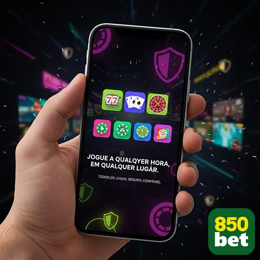 Tela de jogos de slots da 850bet em um smartphone.