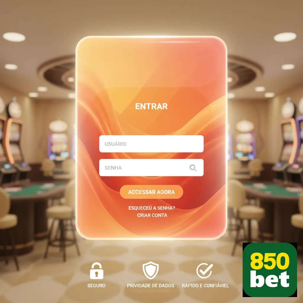 Tela de login da 850bet para acesso a serviços VIP.