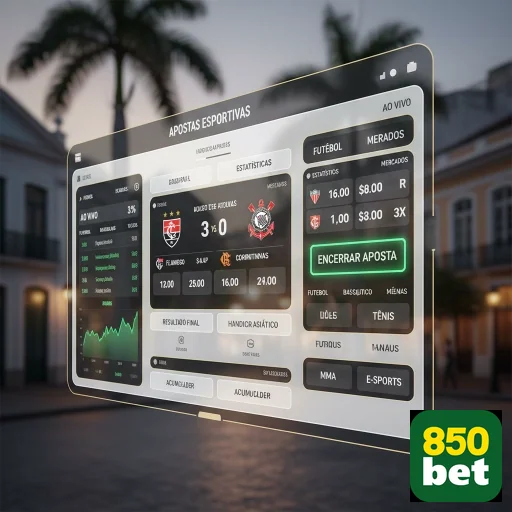 Interface de apostas em tempo real da 850bet para jogadores VIP.
