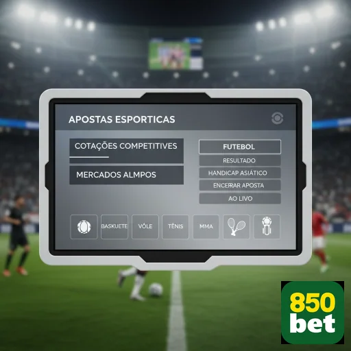 Interface de apostas esportivas da 850bet destacando opções VIP.