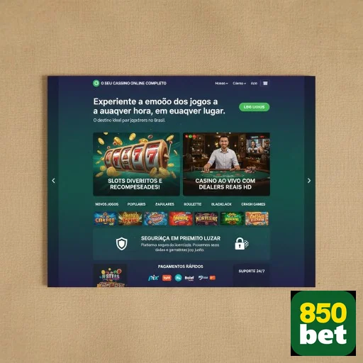 Interface da plataforma 850bet com serviços VIP destacados.